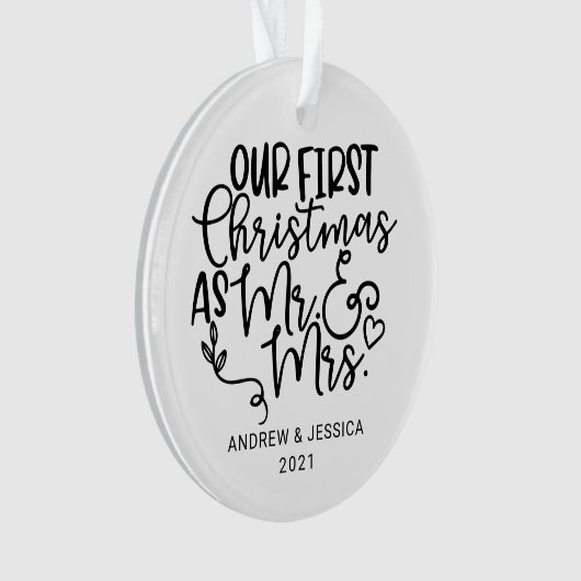 Onze eerste Kerstmis als Mr. & Mrs. | Weddenschap Ornament (voorkant)