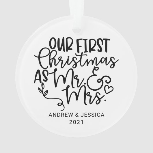 Onze eerste Kerstmis als Mr. & Mrs. | Weddenschap Ornament (achterkant)