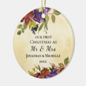 Onze eerste Kerstmis als Mr & Mrs Wedding Bijbel Keramisch Ornament (Links)