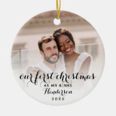 Onze eerste Kerstmis als Mr & Mrs Wedding Foto Keramisch Ornament (Voorkant)