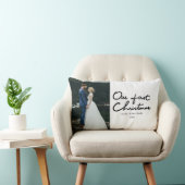 Onze eerste Kerstmis als Mr. & Mrs Wedding Foto Kussen (Stoel)