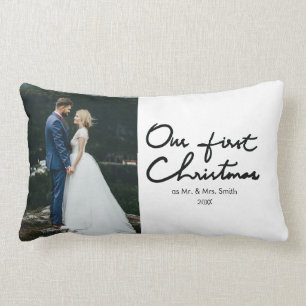 Onze eerste Kerstmis als Mr. & Mrs Wedding Foto Kussen