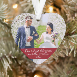 Onze eerste Kerstmis als Mr. & Mrs Wedding Heart Ornament