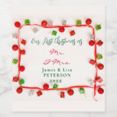 Onze eerste Kerstmis als Mr. & Mrs. Wijn Etiket (Enkel label)