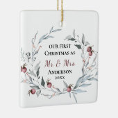 Onze eerste Kerstmis als Mr & Mrs Winter Wedding Keramisch Ornament (Rechts)
