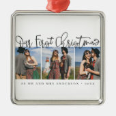 Onze eerste Kerstmis als Mr. Simple Chic Foto Metalen Ornament (Voorkant)