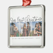 Onze eerste Kerstmis als Mr. Simple Chic Foto Metalen Ornament (Links)