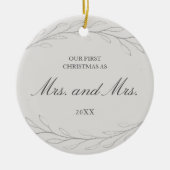 Onze eerste Kerstmis als Mrs. en Mrs. Foto Lesbian Keramisch Ornament (Voorkant)