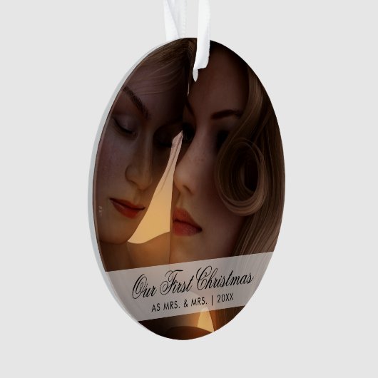 Onze eerste Kerstmis als Mrs. en Mrs. Foto Lesbian Ornament (voorkant)