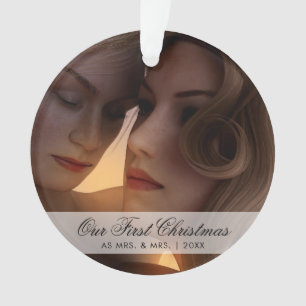 Onze eerste Kerstmis als Mrs. en Mrs. Foto Lesbian Ornament