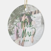 Onze Eerste Kerstmis als Mrs & Mrs Foto Keramisch Ornament (Links)