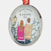 Onze eerste Kerstmis als Mrs. & Mrs. getrouwd Metalen Ornament (Links)
