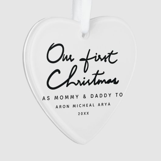 Onze eerste Kerstmis als Mummy en papa Chic Ornament (voorkant)