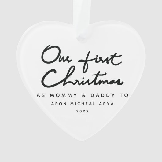 Onze eerste Kerstmis als Mummy en papa Chic Ornament (achterkant)