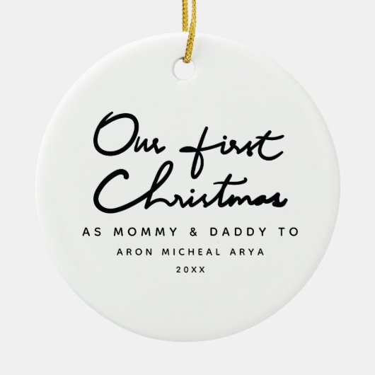Onze eerste Kerstmis als Mummy en papa Foto Keramisch Ornament (Voorkant)