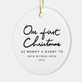 Onze eerste Kerstmis als Mummy en papa Foto Keramisch Ornament (Links)