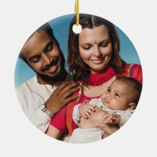 Onze eerste Kerstmis als Mummy en papa Foto Keramisch Ornament (Achterkant)