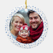 Onze eerste Kerstmis als ouderauto blauwe foto Keramisch Ornament (Achterkant)