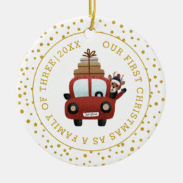 Onze eerste Kerstmis als ouderauto gouden foto Keramisch Ornament