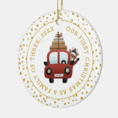 Onze eerste Kerstmis als ouderauto gouden foto Keramisch Ornament (Links)