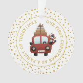Onze eerste Kerstmis als ouderauto gouden foto Ornament (voorkant)
