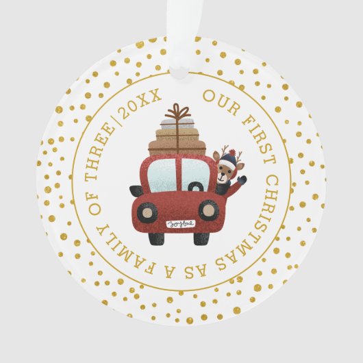 Onze eerste Kerstmis als ouderauto gouden foto Ornament (voorkant)