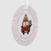 Onze eerste Kerstmis als ouderauto roze foto Ornament (voorkant)
