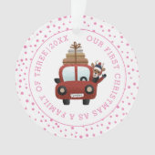 Onze eerste Kerstmis als ouderauto roze foto Ornament (voorkant)