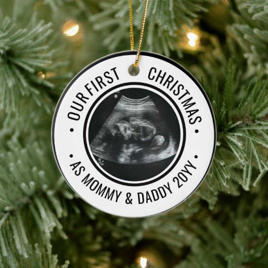Onze Eerste Kerstmis als Ouders Echoscopie Keramisch Ornament (Boom)