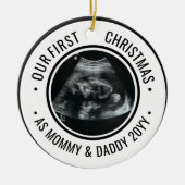 Onze Eerste Kerstmis als Ouders Echoscopie Keramisch Ornament (Voorkant)