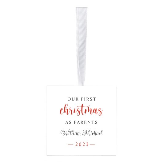Onze Eerste Kerstmis als Ouders Nieuwe Baby Foto Decoratie (Rechts)