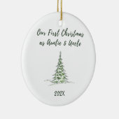 Onze eerste Kerstmis als tante en oom Keramisch Ornament (Rechts)