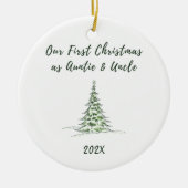 Onze eerste Kerstmis als tante en oom Keramisch Ornament (Voorkant)