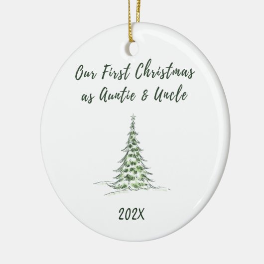 Onze eerste Kerstmis als tante en oom Keramisch Ornament (Links)