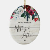 Onze eerste Kerstmis als vader en moeder Keramisch Ornament (Rechts)