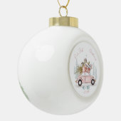 Onze eerste Kerstmis als Waterverf Car. Keramische Bal Ornament (Links)
