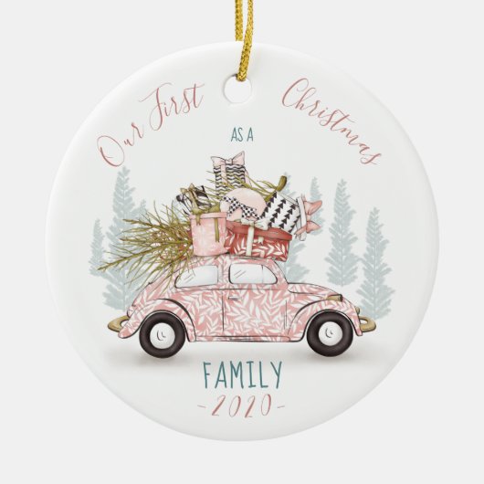 Onze eerste Kerstmis als Waterverf Keramisch Ornament (Voorkant)