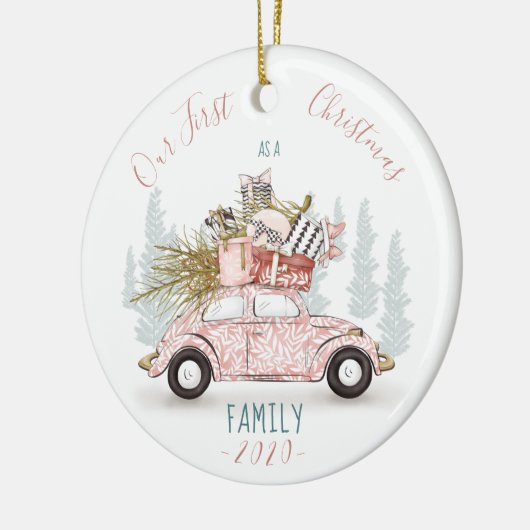 Onze eerste Kerstmis als Waterverf Keramisch Ornament (Links)