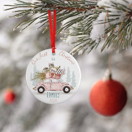 Onze eerste Kerstmis als Waterverf Keramisch Ornament