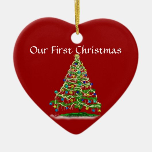 Onze eerste Kerstmis - Arty Abstract kerstboom Keramisch Ornament (Voorkant)