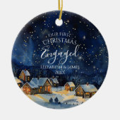 Onze eerste Kerstmis Betrokken Foto Pine Tree Fore Keramisch Ornament (Voorkant)