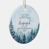 Onze eerste Kerstmis Betrokken Foto Pine Tree Fore Keramisch Ornament (Rechts)