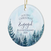 Onze eerste Kerstmis Betrokken Foto Pine Tree Fore Keramisch Ornament (Links)