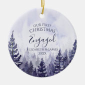 Onze eerste Kerstmis Betrokken Foto Pine Tree Fore Keramisch Ornament (Voorkant)