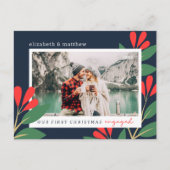 Onze eerste Kerstmis Betrokken Moderne Bladerenfot Briefkaart (Voorkant)