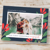 Onze eerste Kerstmis Betrokken Moderne Bladerenfot Briefkaart