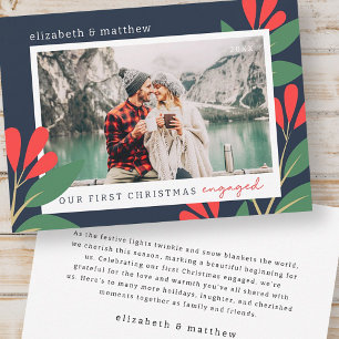 Onze eerste Kerstmis Betrokken Moderne Bladerenfot Feestdagenkaart