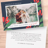 Onze eerste Kerstmis Betrokken Moderne Bladerenfot Feestdagenkaart