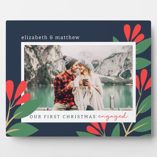 Onze eerste Kerstmis Betrokken Moderne Bladerenfot Fotoplaat (Voorkant)