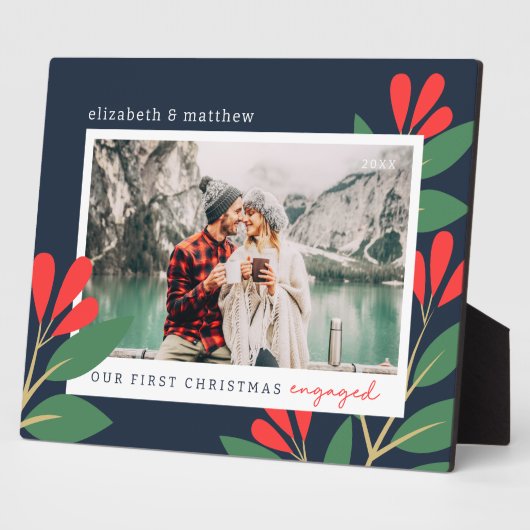 Onze eerste Kerstmis Betrokken Moderne Bladerenfot Fotoplaat (Zijkant)